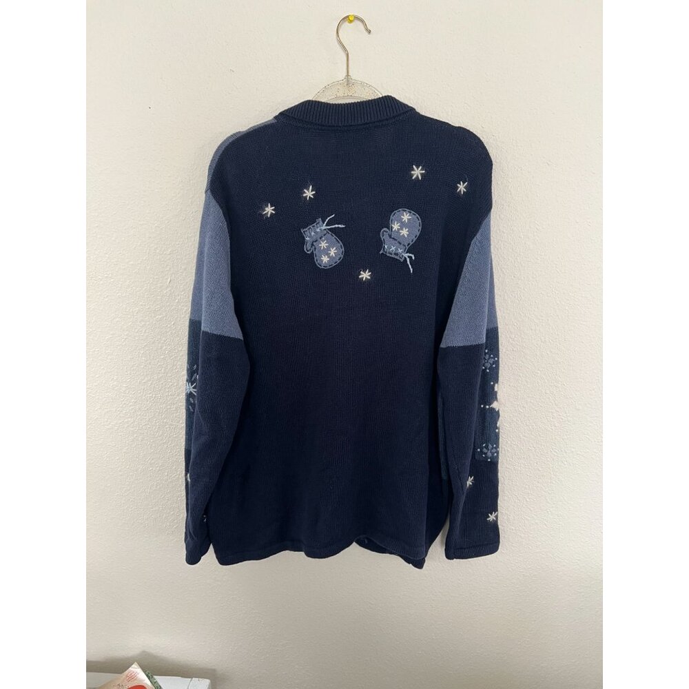 Northcrest Cardigan Sweater Women's 2XL Wool Blend Ski Holiday Lodge Snowman - Picture 10 of 11
